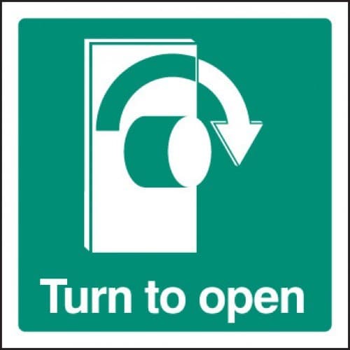 Turn Right to Open Sign