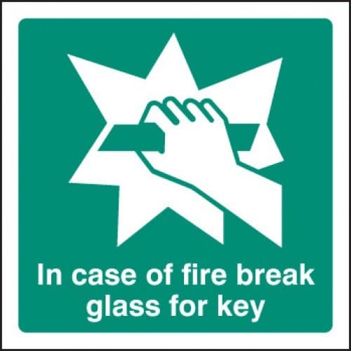 In Event of Fire Break Glass for Key Sign