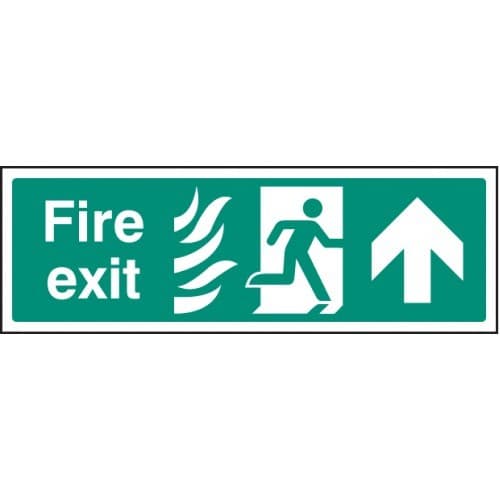 Fire Exit Arrow Up HTM Signs with Flames and Running Man