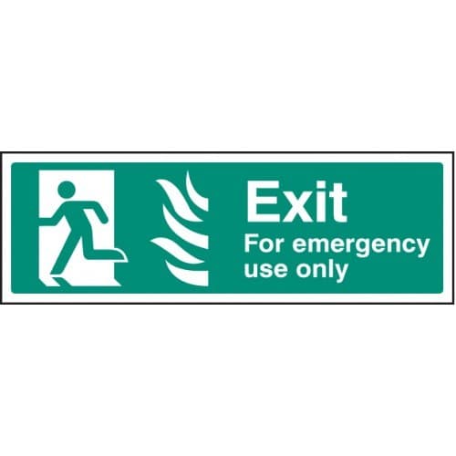 Exit For Emergency Use Only HTM Signs with Flames and Running Man Left