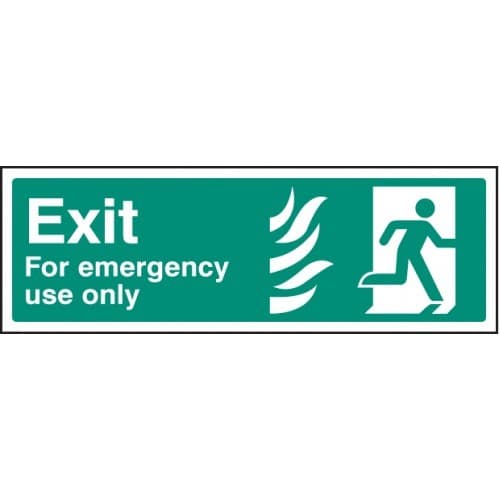 Exit For Emergency Use Only HTM Signs with Flames and Running Man Right