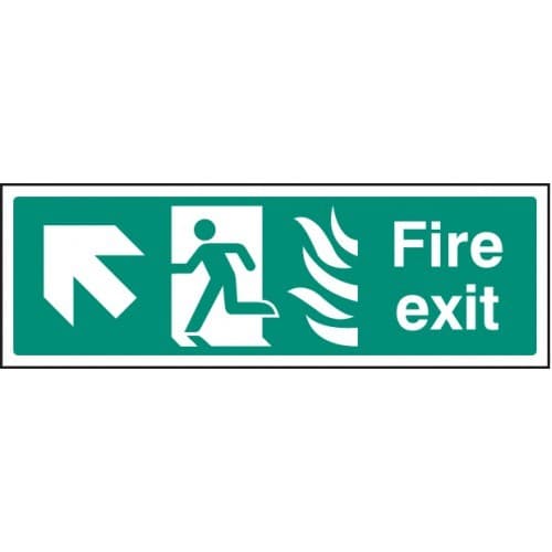 Fire Exit Arrow Up / Left HTM Signs with Flames and Running Man