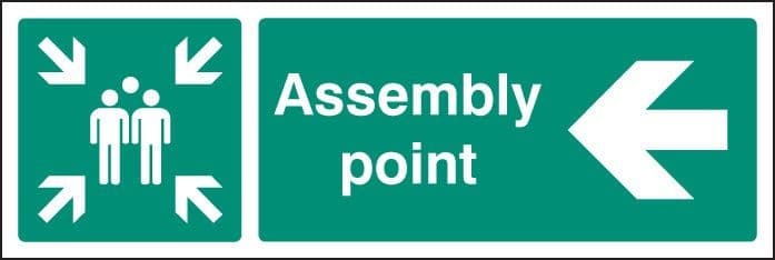 Assembly Point Sign with Arrow Left