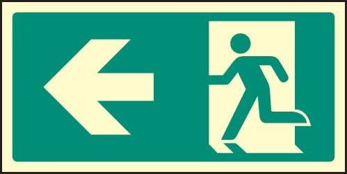 Photoluminescent Way Finding Markers - Arrow Left With Running Man