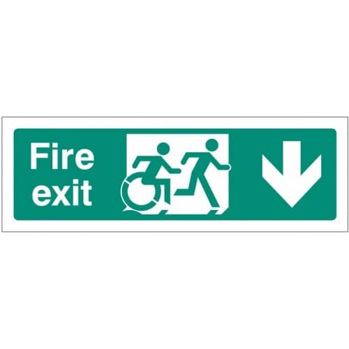 Disabled Fire Exit Arrow Down Signs - Inclusive Design