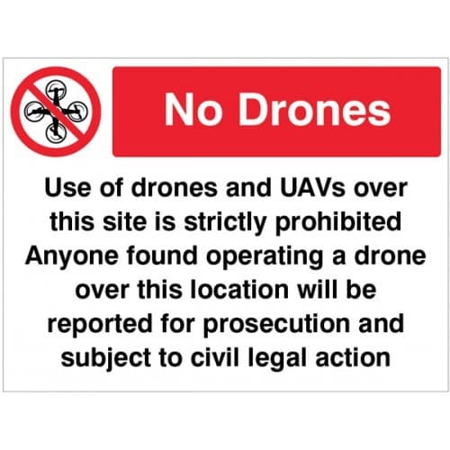 Drones Prohibited in This Area Safety Signs
