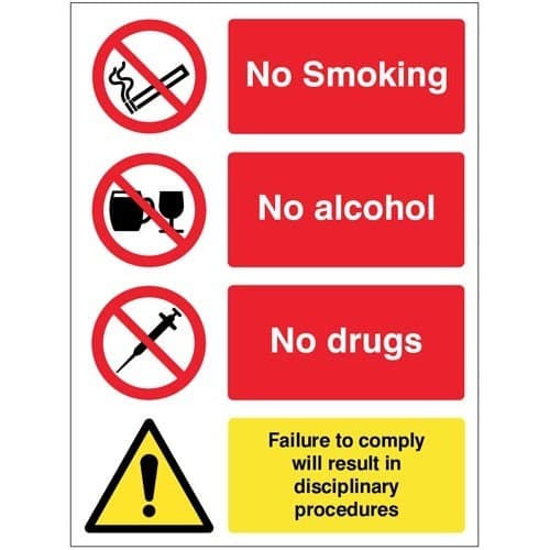 No Smoking, No Alcohol, No Drugs Signs