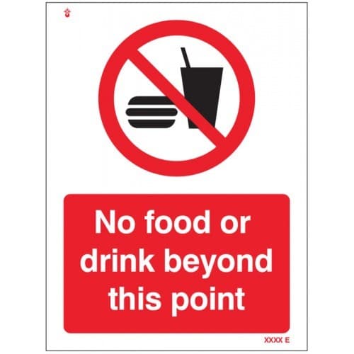 No Food or Drink Beyond This Point Safety Signs