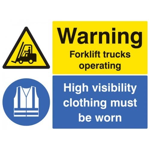 Warning Forklift Trucks Operating - High Visibility Clothing Must Be Worn Signs