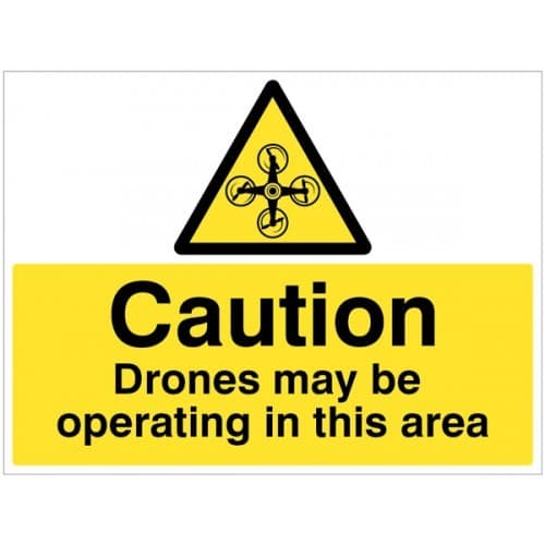 Caution Drones May Be Operating In This Area Signs