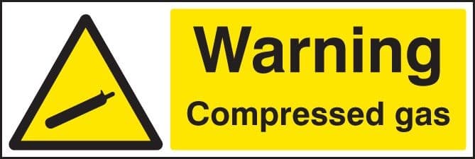 Warning Compressed Gas Safety Sign