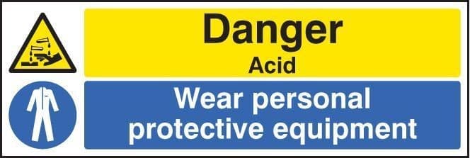 Danger Acid - Wear PPE Safety Signs
