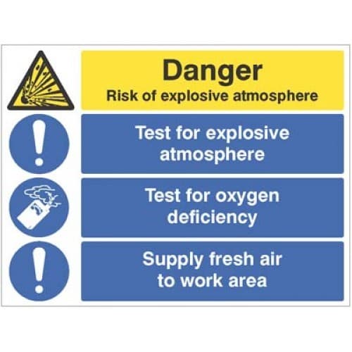 Danger Risk of Explosive Atmosphere Safety Signs | 600mm x 450mm | Rigid Plastic