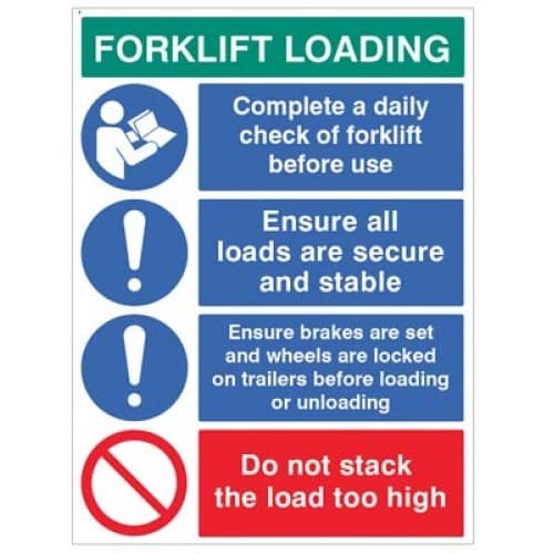 Forklift Loading - Daily Checks - Secure Loads etc | 450mm x 600mm | Rigid Plastic