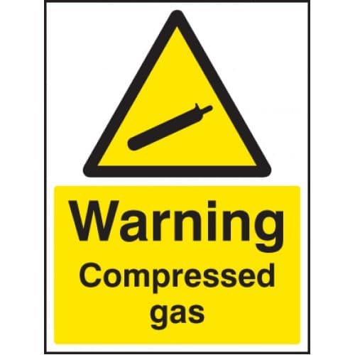 Warning Compressed Gas Safety Sign