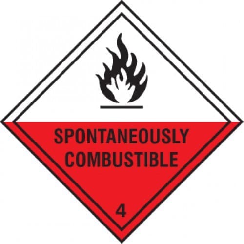 Spontaneously Combustible 4 - Hazard Warning Diamond