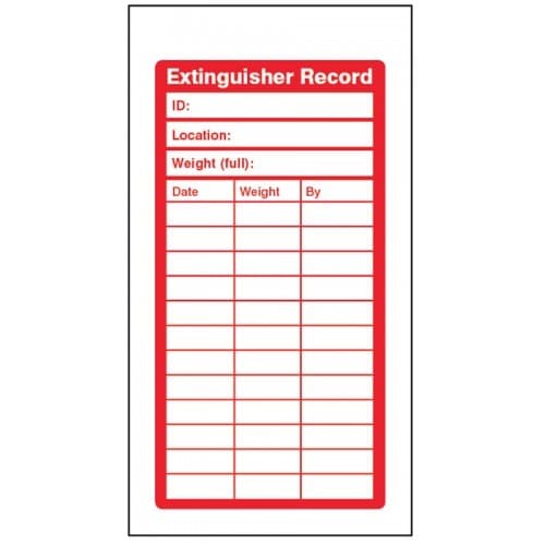 Fire Extinguisher Inspection Record Tags - Pack of 10 | 80mm x 150mm | Matt PVC