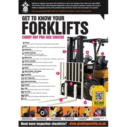 Good To Go Forklift Inspection Poster | 420mm x 594mm | Synthetic Paper