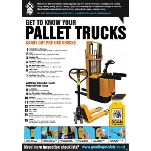 Good To Go Pallet Truck Inspection Poster | 420mm x 594mm | Synthetic Paper