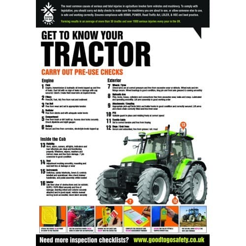 Good To Go Tractor Inspection Poster | 420mm x 594mm | Synthetic Paper