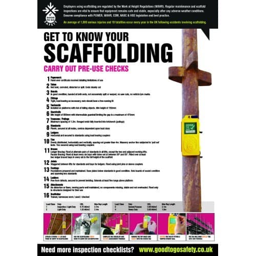 Good To Go Scaffolding Inspection Poster | 420mm x 594mm | Synthetic Paper