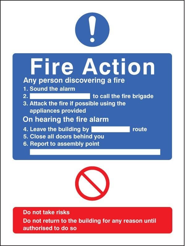 General Fire Action Notice - Adapt-A-Sign | 215mm x 310mm | 3mm PVC