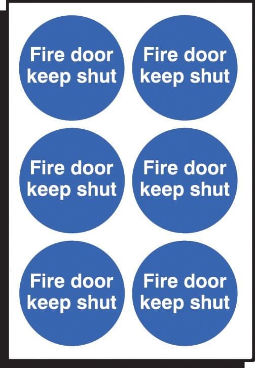 Fire Door Keep Shut - Sheet of 6 Labels
