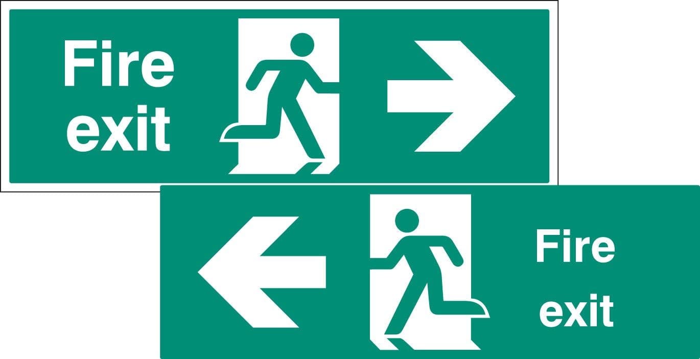 Large Double Sided Fire Exit Sign (Arrows Point Left or Right) | 1200mm x 400mm | 5mm Foam PVC
