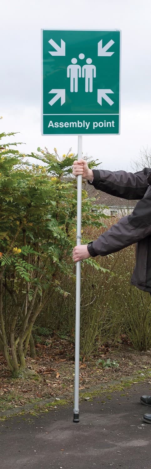 Mobile Assembly Point Sign with 2.4m Collapsible Pole