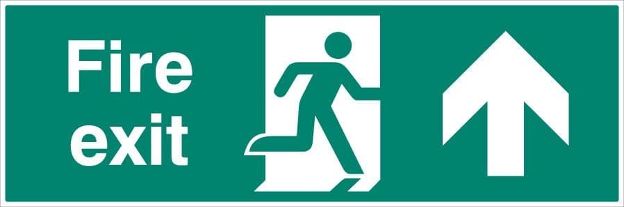Large Double Sided Fire Exit Sign with Arrow Ahead and Running Man | 1200mm x 400mm | 5mm Foam PVC