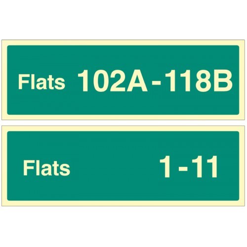 Flats Identification Signs | 450mm x 150mm | Photoluminescent Rigid