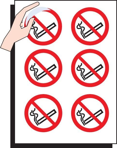No Smoking Symbol - Sheet of 6 Labels