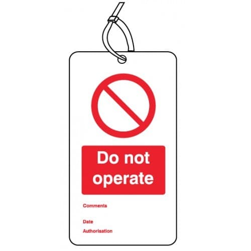 Do Not Operate - Double Sided Safety Tags - Pack of 10 | 80mm x 150mm | Matt PVC
