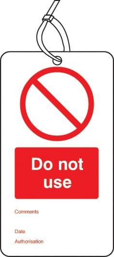 Do Not Use Valve - Double Sided Safety Tags - Pack of 10