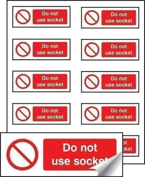 Do Not Use Socket - Sheet of 10 Labels | 40mm x 18mm | Self Adhesive Vinyl