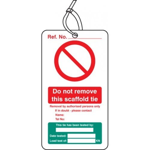 Do Not Remove This Scaffold Tie/Tested By - Double Sided Safety Tags - Pack of 10