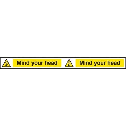 Mind Your Head Door Strip | 400mm x 35mm | Self Adhesive Vinyl
