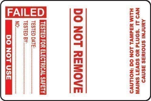 Failed - Electrical PAT Test - Roll of 100 Cable Wrap Labels