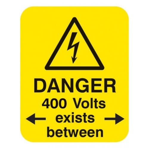 Danger 400 Volts Exits Between Labels