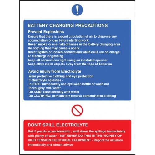 Battery Charging Precautions Safety Signs
