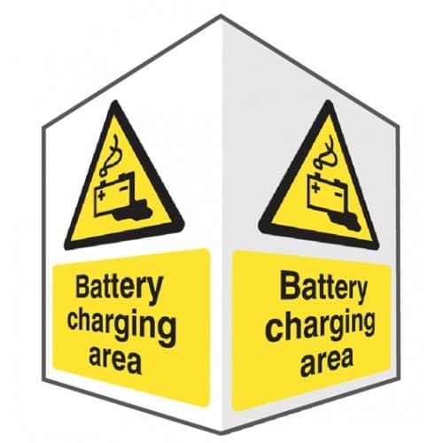 Battery Charging Area - Easyfix Projecting Signs | 150mm x 200mm | Rigid Plastic