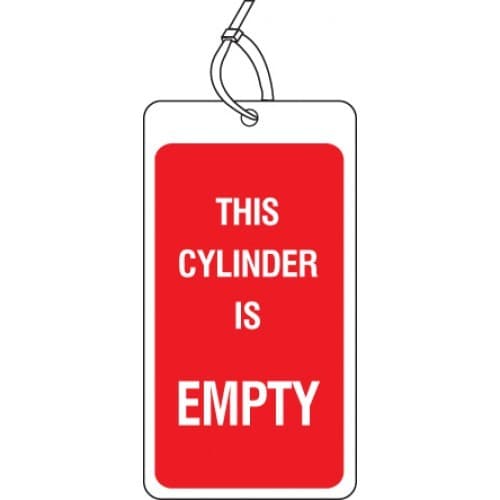 This Cylinder Is Empty Double Sided Safety Tag - Pack of 10 | 80mm x 150mm | Matt PVC