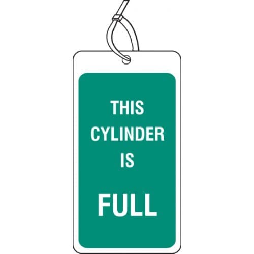 This Cylinder Is Full Double Sided Safety Tag - Pack of 10 | 80mm x 150mm | Matt PVC