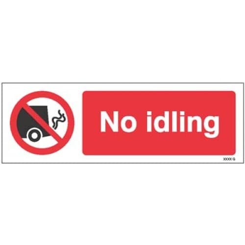 No Idling Safety Signs | 600mm x 200mm | Rigid Plastic