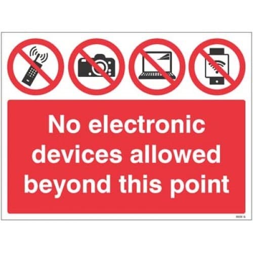 No Electronic Devices Allowed Beyond This Point Safety Signs