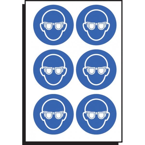 Eye Protection Safety Symbol - Sheet of 6 Labels