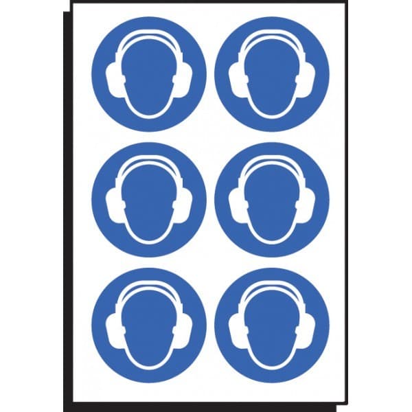 Ear Protection Safety Symbol - Sheet of 6 Labels