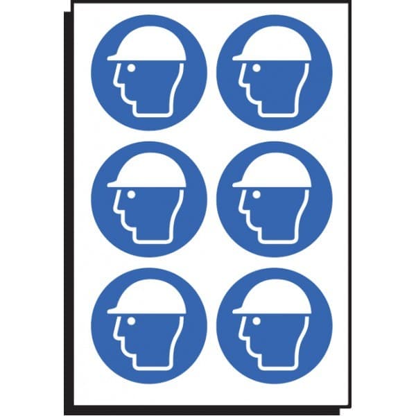 Safety Helmet Symbol - Sheet of 6 Labels