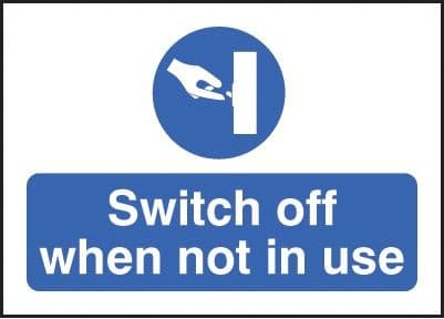 Switch Off When Not In Use Label | 35mm x 25mm | Self Adhesive Vinyl