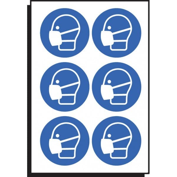 Mask Safety Symbol - Sheet of 6 Labels